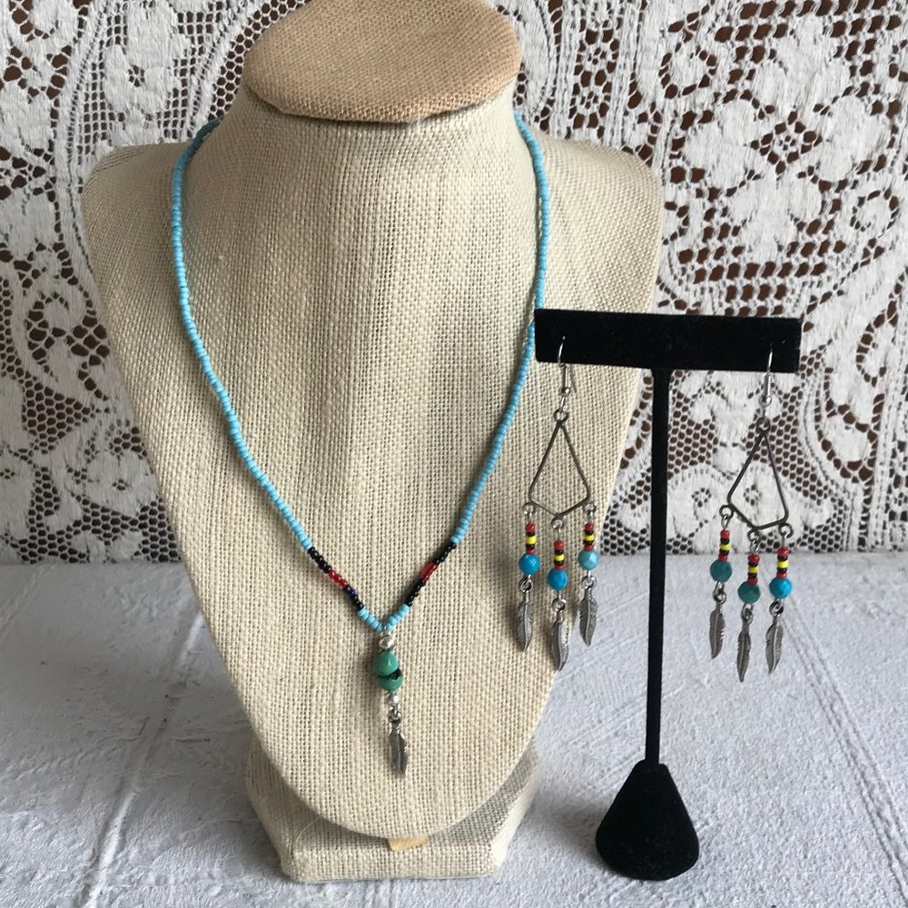 Southwestern Style Beaded Necklace & Earring Set